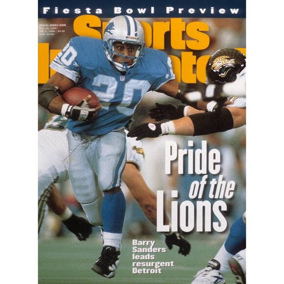 Barry SANDERS 90s Detroit Lions STARTER Reversible jersey XL blue white NFL vtg - Picture 11 of 16